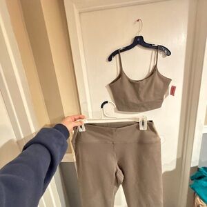 Women's Tan Crop Top and Leggings Set